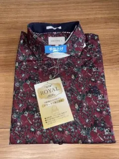 VICOMTE シャツ L コットン100% ワインレッドxネイビー・水色のサムネイル
