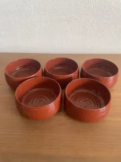 アンティーク【昭和レトロ】朱漆塗り・袴 5個セット 瓶ビール置き おつまみ小皿