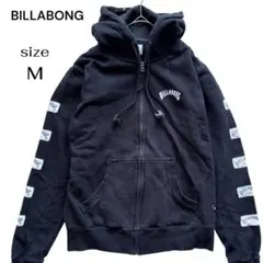 BILLABONG ビラボン ジップアップパーカー 袖ロゴ ブラック 黒 M
