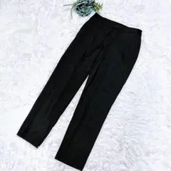 【ユニクロ】テーパードアンクルパンツ ブラック ストライプ ストレッチ S