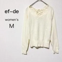【エフデ】 アンサンブル Ｍ ホワイト アンゴラ混 レース ニット インナー