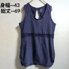 タフシアター ネイビー Vネック タンクトップ ラフ 涼しげ ノースリーブ