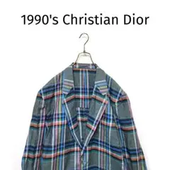【美品】希少 90s Christian Dior 綿 麻 テーラードジャケット