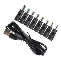 DC変換プラグ 8種類付き 電源ケーブル ブラック