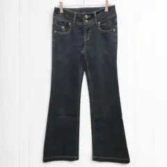 2539【ボナジョルナータ】ブーツカットフレアデニム ステッチ インディゴ Sのサムネイル