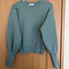 グリーン バルーンスリーブ ニット