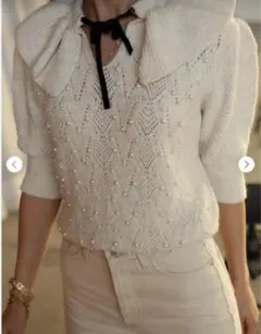 【新品タグ付き】ZARA パールニット S