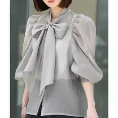 ELFRANK ボウタイリボンシアーブラウス