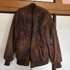 キューブシュガー　ブラウン 刺繍入り MA-1ジャケット