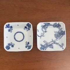 青い花模様の小皿 2枚セット