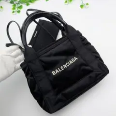 バレンシアガ ネイビーカバス ナイロン 2WAYトート ブラック