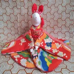 手作りちりめん細工。お座りうさぎ