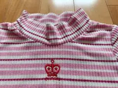 ピンクと白のストライプ長袖カットソー