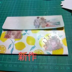 ハンドメイド　　おすそ分け収納蛇腹ファイル　海とレモン柄