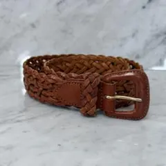 COACH コーチ ベルト メッシュベルト 本革 ブラウン 肉厚 編み込み