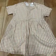 テータテート ギンガムチェック 半袖ワンピース 95