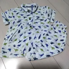 恐竜 半袖 長ズボン 上下セット パジャマ 110cm 白