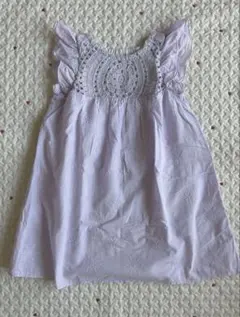 プティマイン　ノースリーブワンピース　クロシェ編み　ラベンダー　110