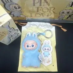 ラブブ LABUBU ピンフォーラブ イニシャルラブブ K スカイブルー