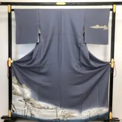 付下げ 作家物 遠山模様 風景 薄鈍色 縮緬 K-5172 - メルカリ
