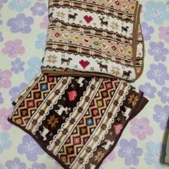 鹿とハート柄 シングル敷きパッド 100x200cm　２枚