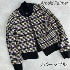 美品❣️アーノルドパーマー リバーシブルブルゾン 黒× チェック　ブラック