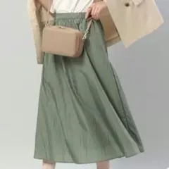 美品 アンタイトル バックデザインギャザースカート ウォッシャブル ミモレ丈 S