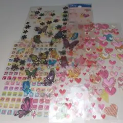 平成レトロ シール8枚セット ディズニー蝶 花 ハート ファンシー コレクション