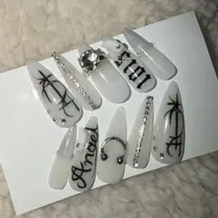 ネイルチップ ホワイト y2k シズニルック