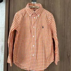 ラルフローレン　オレンジチェック長袖シャツ　ボタンダウン　Ralph Laure