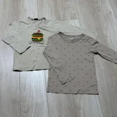 110cm キッズ 長袖カットソー 2点セット ハンバーガー ドット柄 西松屋