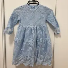 水色 花柄刺繍レースドレス キッズフォーマル　130サイズ　発表会　結婚式