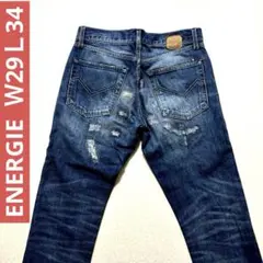 ENERGIE スリムストレートデニムパンツ　ダメージ加工　Ｗ29Ｌ34のサムネイル