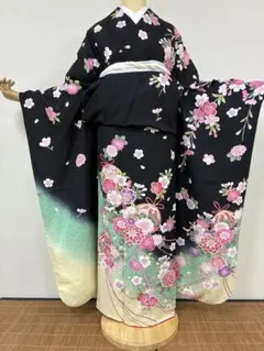 みみ様専用 振袖 黒×ピンク 桜 正絹 美品 - メルカリ