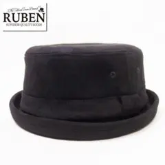 新品 RUBEN エコスエード ポークパイハット フリーサイズ ブラック