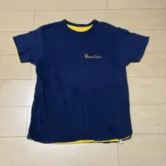 80s USA製 チャンピオン リバーシブル Tシャツ XL 紺X黄 トリコ