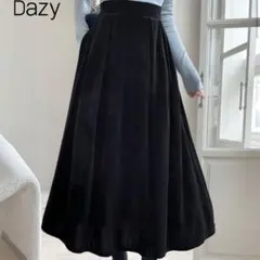 12/10 DAZY ハイウエスト スラントポケット ベロアスカート フリース裏