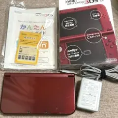 【すぐに遊べる】3DS LLレッド　マリオなどソフト5本付き 箱あり