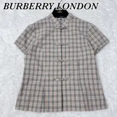 【美品】BURBERRY ノバチェック柄 チャイナシャツ 160 S バーバリー