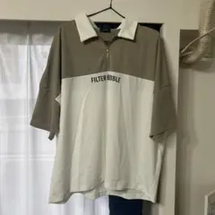 [WEGO]LUCY ジップアップ Tシャツ ベージュ/ホワイト