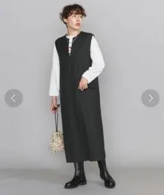 BeautyandYouthキーネックジャンパースカート