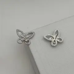 キラキラ✨　バタフライ　ピアス　ジルコニア×フラワー蝶モチーフ　新品　輸入品