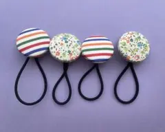 【ヘアゴム006】くるみボタン　ヘアゴム　アクセサリー　ハンドメイド　花柄　清楚