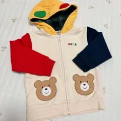 【美品】ミキハウス　ホットビスケッツ　くま耳パーカー 90cm