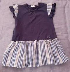 ネイビー チェック柄 ワンピース