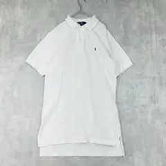 訳あり　POLO ラルフローレン　ポロシャツ　白　USA製　半袖　綿100％　夏