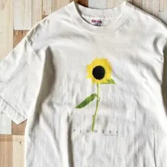 【USA製】90s ヒマワリ ヴィンテージ アートプリントTシャツ L 向日葵