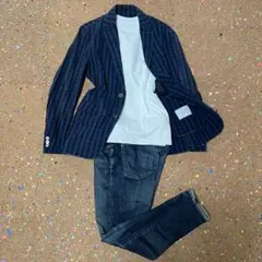 EDIFICE ネイビー チェック柄 ジャケット