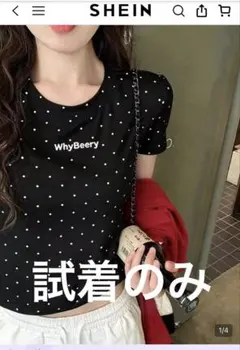 WhyBeery ドット柄 半袖Tシャツ ブラック