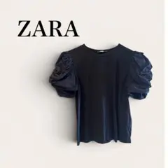 ZARA パフスリーブ トップス ブラック Sサイズのサムネイル